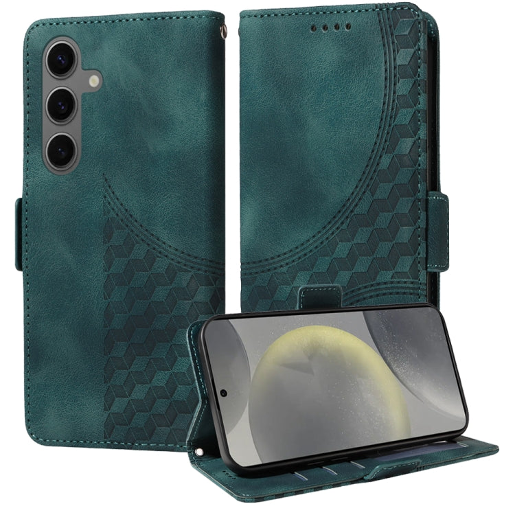 For Samsung Galaxy S25+ 5G Embossed Rhombus Starry Leather Phone Case(Green) by buy2fix