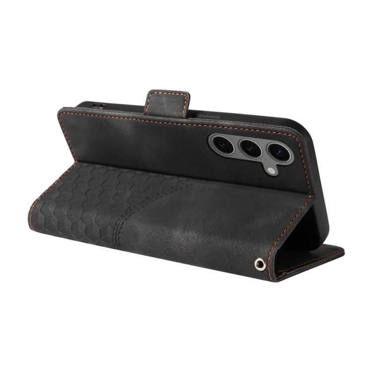 For Samsung Galaxy S25+ 5G Embossed Rhombus Starry Leather Phone Case(Black) by buy2fix