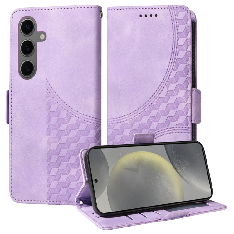 For Samsung Galaxy S25+ 5G Embossed Rhombus Starry Leather Phone Case(Purple) by buy2fix