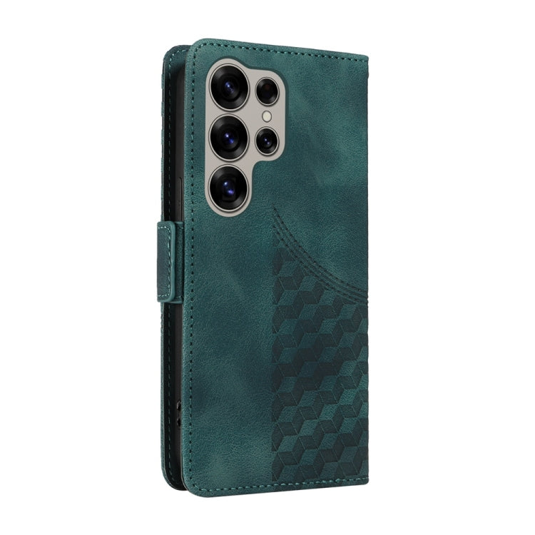 For Samsung Galaxy S25 Ultra 5G Embossed Rhombus Starry Leather Phone Case(Green) by buy2fix