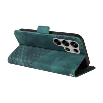 For Samsung Galaxy S25 Ultra 5G Embossed Rhombus Starry Leather Phone Case(Green) by buy2fix