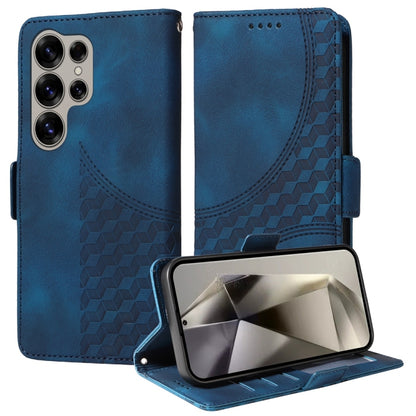 For Samsung Galaxy S25 Ultra 5G Embossed Rhombus Starry Leather Phone Case(Blue) by buy2fix