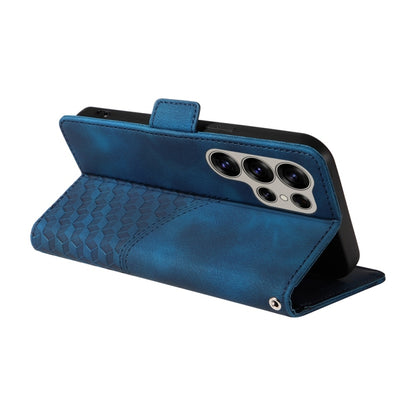 For Samsung Galaxy S25 Ultra 5G Embossed Rhombus Starry Leather Phone Case(Blue) by buy2fix