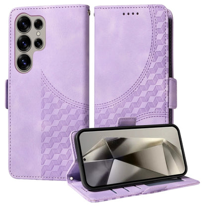 For Samsung Galaxy S25 Ultra 5G Embossed Rhombus Starry Leather Phone Case(Purple) by buy2fix