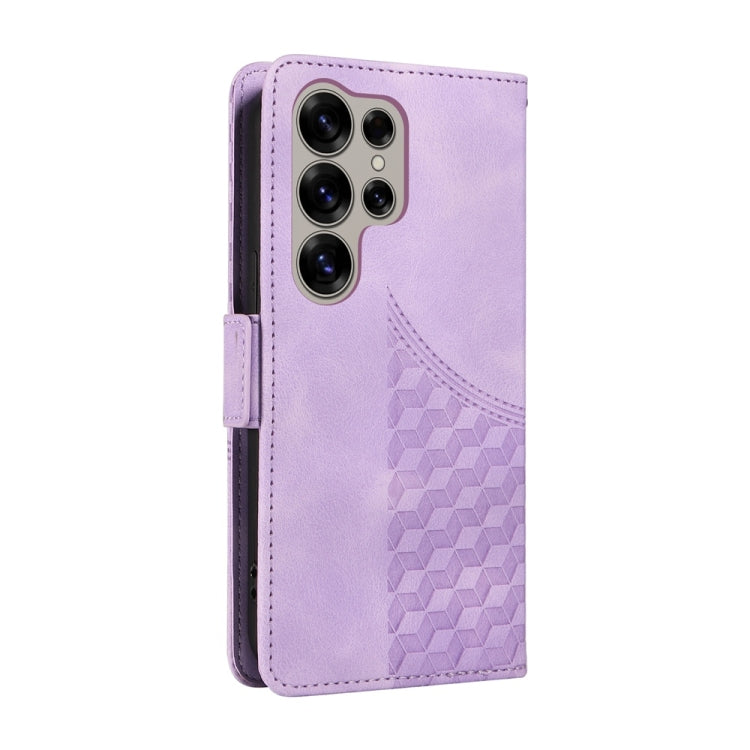 For Samsung Galaxy S25 Ultra 5G Embossed Rhombus Starry Leather Phone Case(Purple) by buy2fix