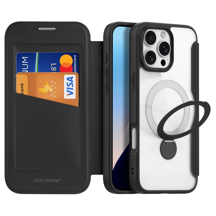 For iPhone 16 Pro Max DUX DUCIS Skin X Pro Series MagSafe Ring Holder Leather Phone Case(Black) by DUX DUCIS