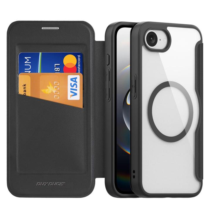 For iPhone 16e DUX DUCIS Skin X Pro Series MagSafe Ring Holder Leather Phone Case(Black) - iPhone 16e Cases by DUX DUCIS | Online Shopping UK | buy2fix