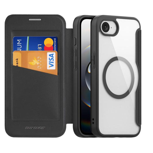 For iPhone 16e DUX DUCIS Skin X Pro Series MagSafe Ring Holder Leather Phone Case(Black) - iPhone 16e Cases by DUX DUCIS | Online Shopping UK | buy2fix