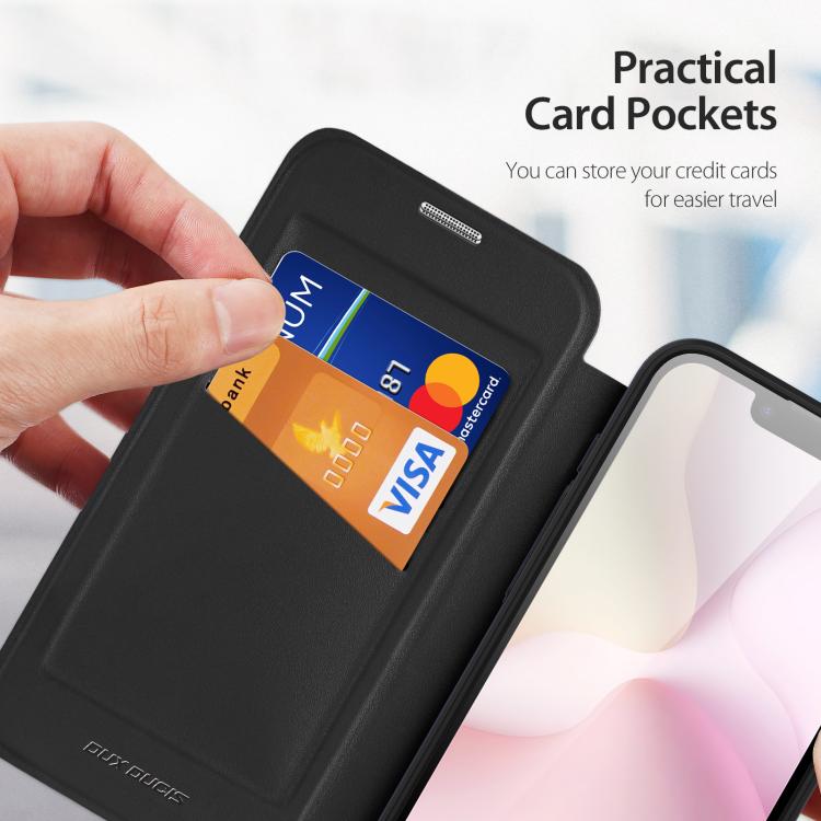 For iPhone 16e DUX DUCIS Skin X Pro Series MagSafe Ring Holder Leather Phone Case(Black) - iPhone 16e Cases by DUX DUCIS | Online Shopping UK | buy2fix