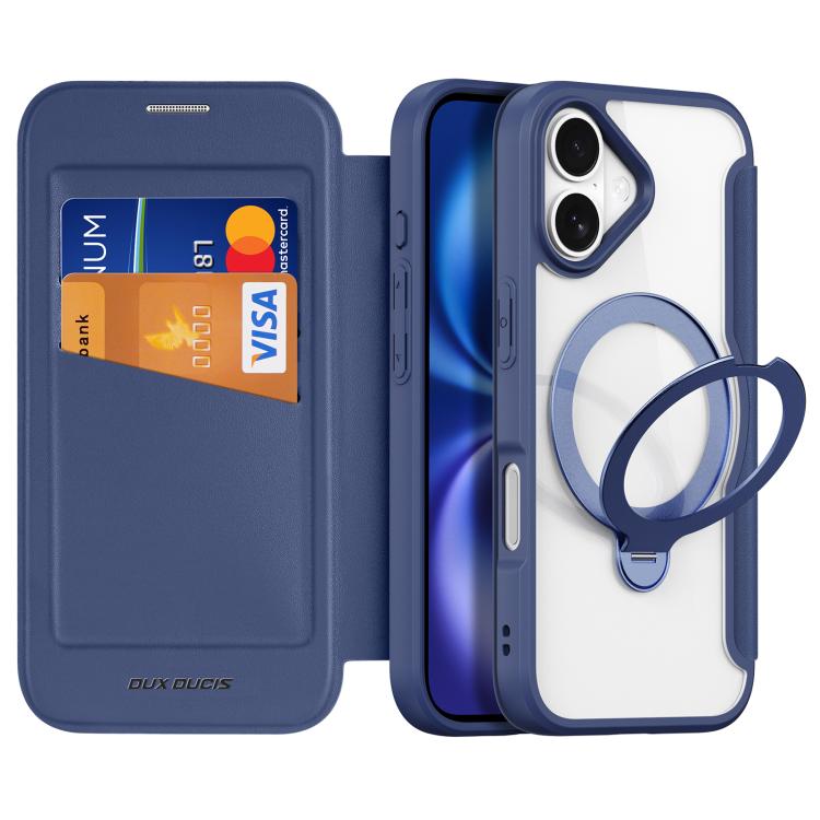 For iPhone 17 DUX DUCIS Skin X Pro Series MagSafe Ring Holder Leather Phone Case(Blue) - iPhone 17 Cases by DUX DUCIS | Online Shopping UK | buy2fix