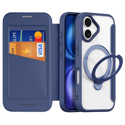 For iPhone 17 DUX DUCIS Skin X Pro Series MagSafe Ring Holder Leather Phone Case(Blue) - iPhone 17 Cases by DUX DUCIS | Online Shopping UK | buy2fix