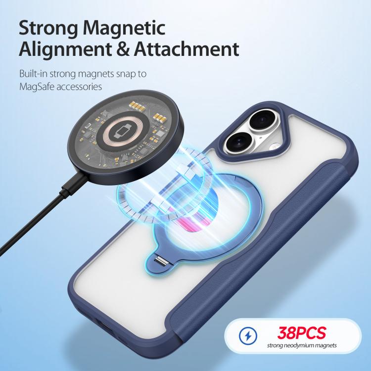 For iPhone 17 DUX DUCIS Skin X Pro Series MagSafe Ring Holder Leather Phone Case(Blue) - iPhone 17 Cases by DUX DUCIS | Online Shopping UK | buy2fix