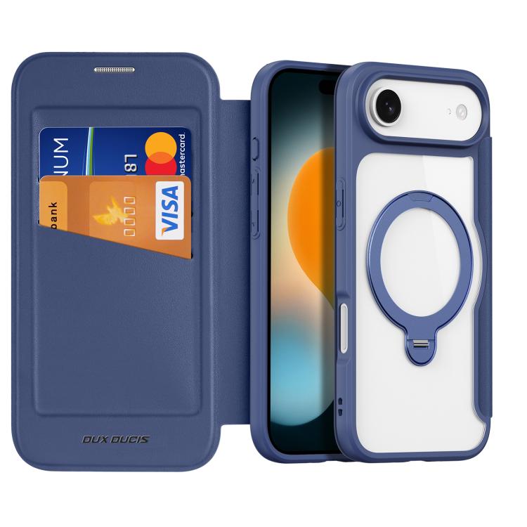 For iPhone 17 Air DUX DUCIS Skin X Pro Series MagSafe Ring Holder Leather Phone Case(Blue) - iPhone 17 Air Cases by DUX DUCIS | Online Shopping UK | buy2fix