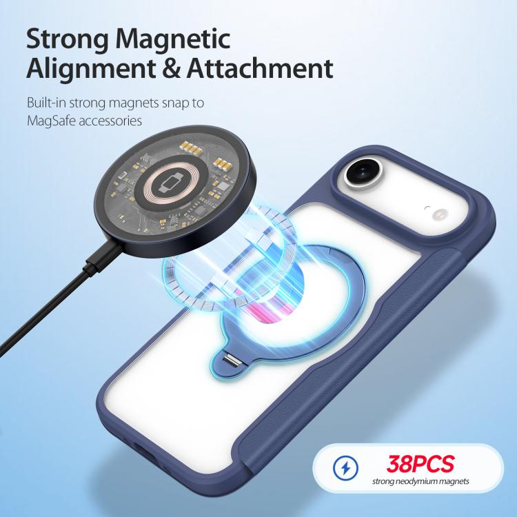 For iPhone 17 Air DUX DUCIS Skin X Pro Series MagSafe Ring Holder Leather Phone Case(Blue) - iPhone 17 Air Cases by DUX DUCIS | Online Shopping UK | buy2fix