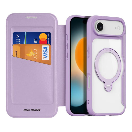 For iPhone Air DUX DUCIS Skin X Pro Series MagSafe Ring Holder Leather Phone Case(Purple)