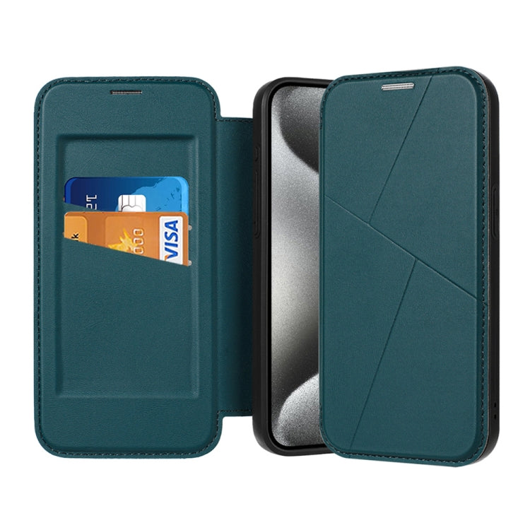 For iPhone 15 Pro Max Magnetic Armor Series RFID Card Slots Leather Phone Case(Green) by buy2fix