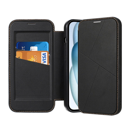 For iPhone 14 Pro Max Magnetic Armor Series RFID Card Slots Leather Phone Case(Black) - iPhone 14 Pro Max Cases by buy2fix | Online Shopping UK | buy2fix