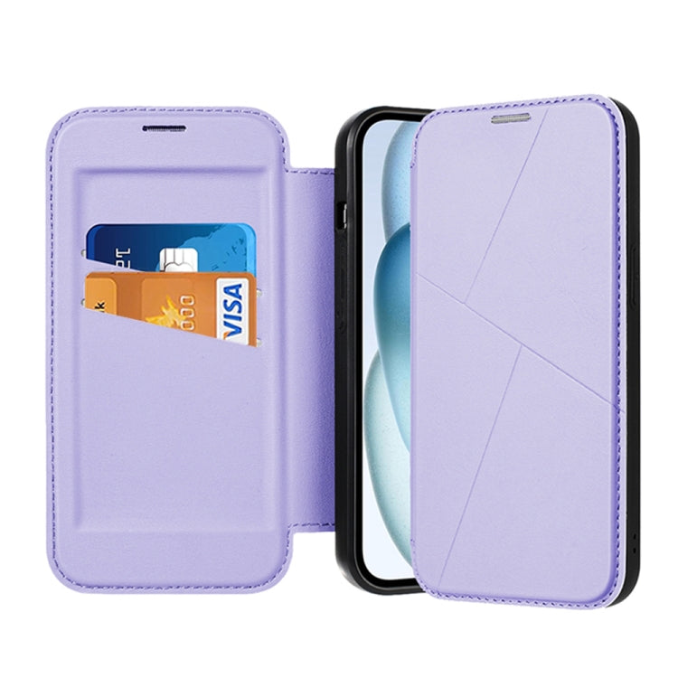 For iPhone 14 Pro Max Magnetic Armor Series RFID Card Slots Leather Phone Case(Purple) - iPhone 14 Pro Max Cases by buy2fix | Online Shopping UK | buy2fix