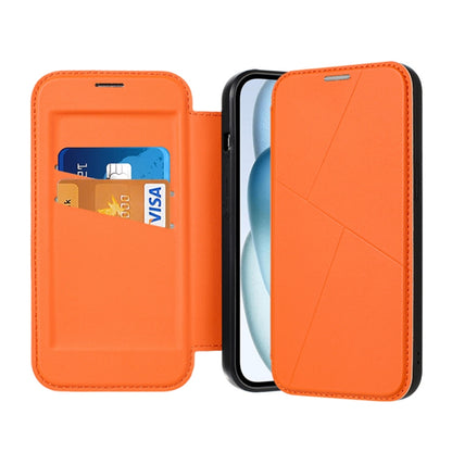 For iPhone 14 Pro Magnetic Armor Series RFID Card Slots Leather Phone Case(Orange) - iPhone 14 Pro Cases by buy2fix | Online Shopping UK | buy2fix