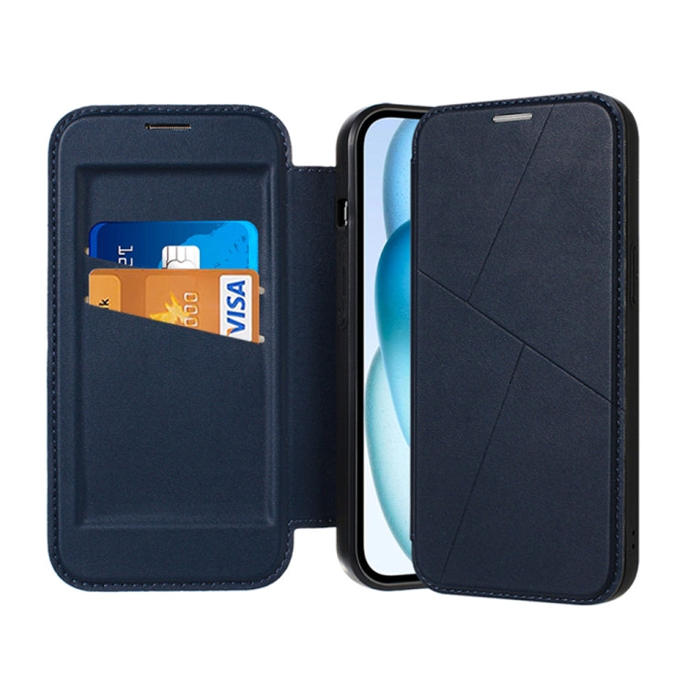 For iPhone 14 Pro Magnetic Armor Series RFID Card Slots Leather Phone Case(Blue) - iPhone 14 Pro Cases by buy2fix | Online Shopping UK | buy2fix