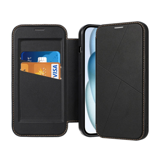 For iPhone 14 / 13 Magnetic Armor Series RFID Card Slots Leather Phone Case(Black) by buy2fix