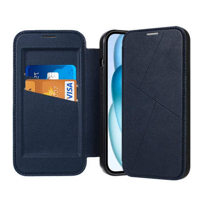 For iPhone 14 / 13 Magnetic Armor Series RFID Card Slots Leather Phone Case(Blue) by buy2fix
