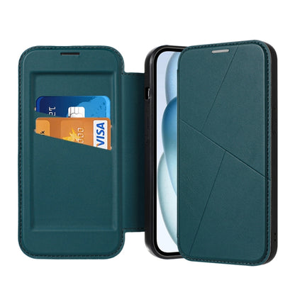 For iPhone 14 / 13 Magnetic Armor Series RFID Card Slots Leather Phone Case(Green) by buy2fix