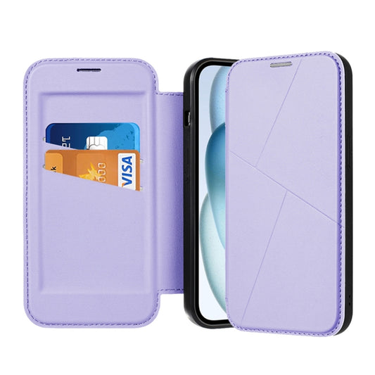 For iPhone 14 / 13 Magnetic Armor Series RFID Card Slots Leather Phone Case(Purple) by buy2fix