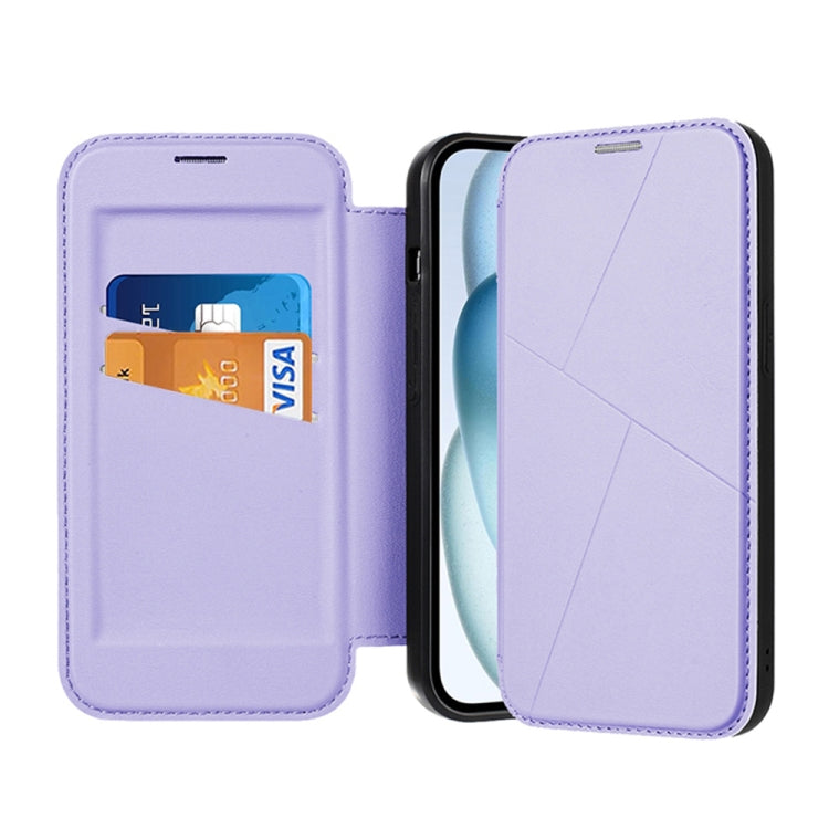 For iPhone 13 Pro Max Magnetic Armor Series RFID Card Slots Leather Phone Case(Purple) by buy2fix
