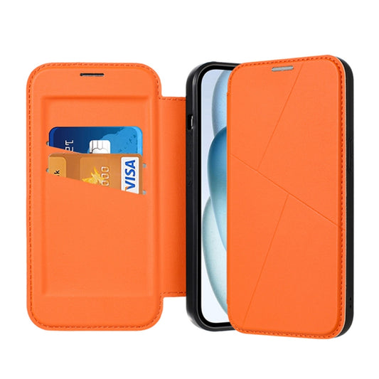 For iPhone 13 Pro Magnetic Armor Series RFID Card Slots Leather Phone Case(Orange) by buy2fix