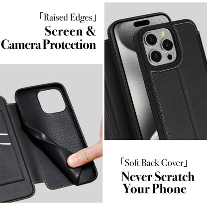 For iPhone 15 Pro Magnetic Armor Series RFID Card Slots Leather Phone Case(Black) - iPhone 15 Pro Cases by buy2fix | Online Shopping UK | buy2fix