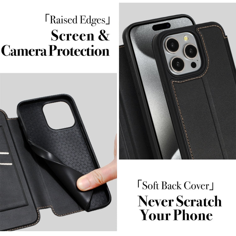 For iPhone 15 Pro Magnetic Armor Series RFID Card Slots Leather Phone Case(Orange) - iPhone 15 Pro Cases by buy2fix | Online Shopping UK | buy2fix
