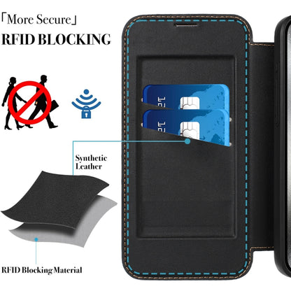 For iPhone 15 Pro Magnetic Armor Series RFID Card Slots Leather Phone Case(Black) - iPhone 15 Pro Cases by buy2fix | Online Shopping UK | buy2fix