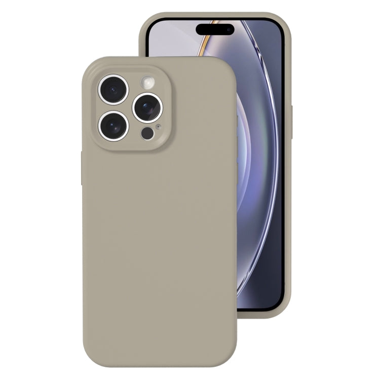 For iPhone 16 Pro Max Precise Hole Liquid Silicone Jelly Color Full Coverage Phone Case(Rock Gray) by buy2fix