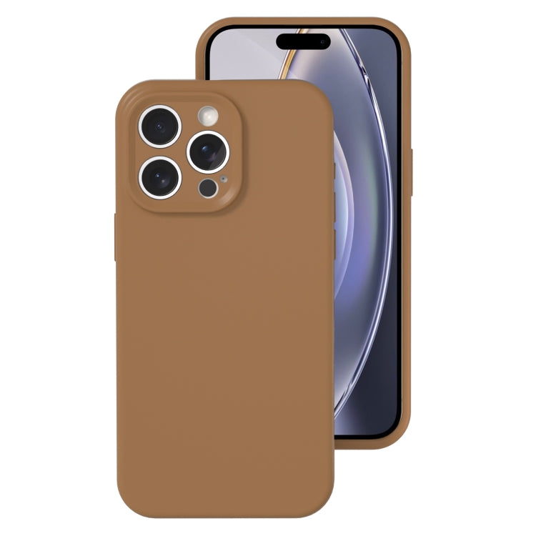 For iPhone 16 Pro Max Precise Hole Liquid Silicone Jelly Color Full Coverage Phone Case(Khaki) by buy2fix