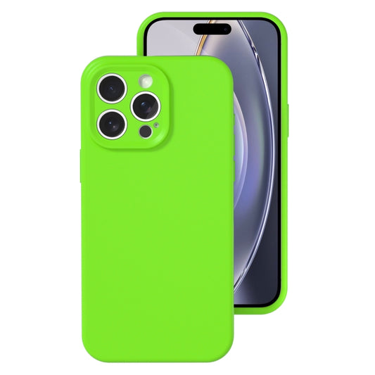 For iPhone 16 Pro Max Precise Hole Liquid Silicone Jelly Color Full Coverage Phone Case(Fluorescent Green) by buy2fix