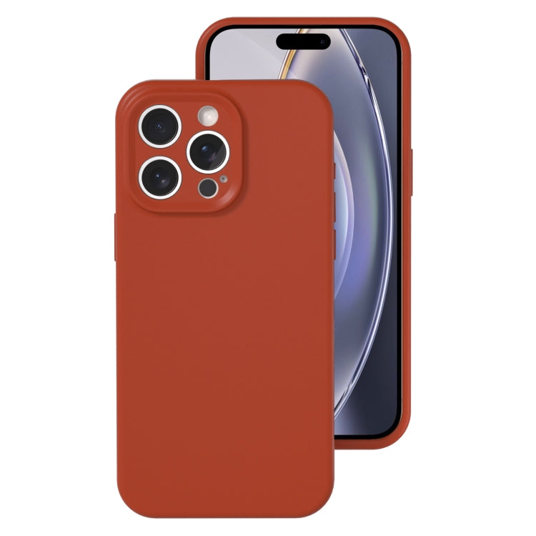 For iPhone 16 Pro Precise Hole Liquid Silicone Jelly Color Full Coverage Phone Case(Caramel Brown) by buy2fix