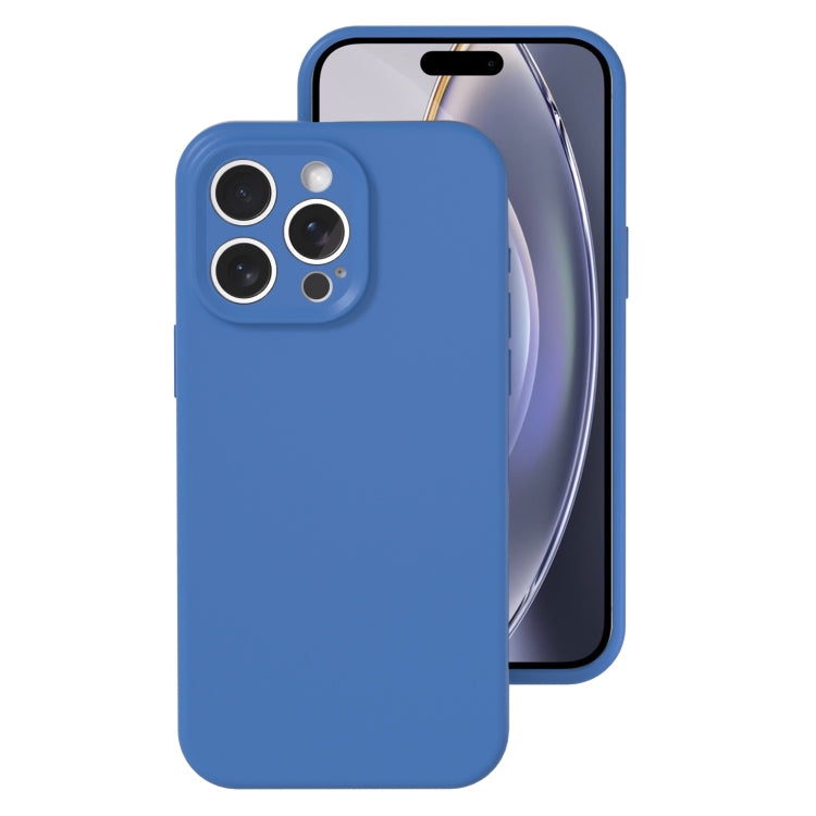 For iPhone 16 Pro Precise Hole Liquid Silicone Jelly Color Full Coverage Phone Case(Navy Blue) by buy2fix