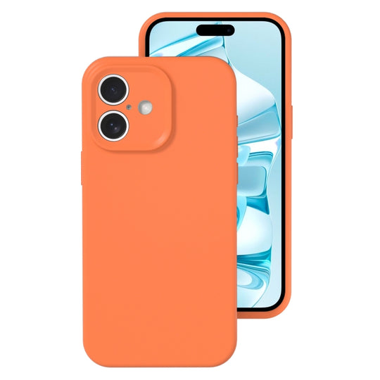 For iPhone 16 Plus Precise Hole Liquid Silicone Jelly Color Full Coverage Phone Case(Sugar Orange Color)