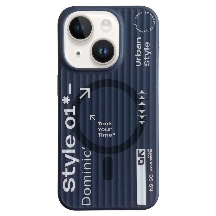 For iPhone 13 Striped Skin Feel Magnetic Magsafe Phone Case(Black) by buy2fix