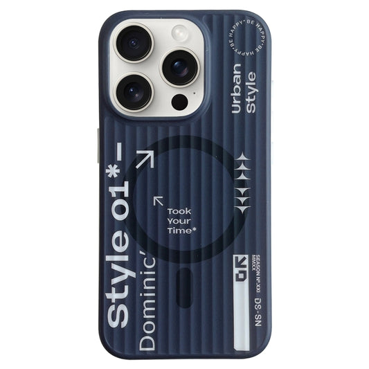 For iPhone 12 Pro Max Striped Skin Feel Magnetic Magsafe Phone Case(Black) by buy2fix