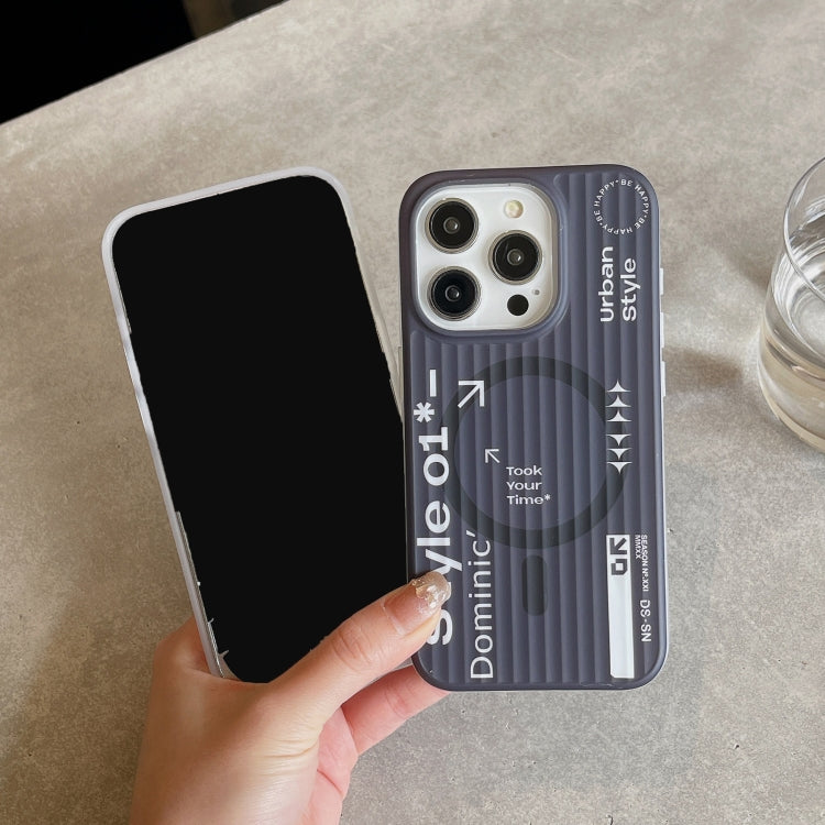 For iPhone 13 Pro Striped Skin Feel Magnetic Magsafe Phone Case(Black) by buy2fix