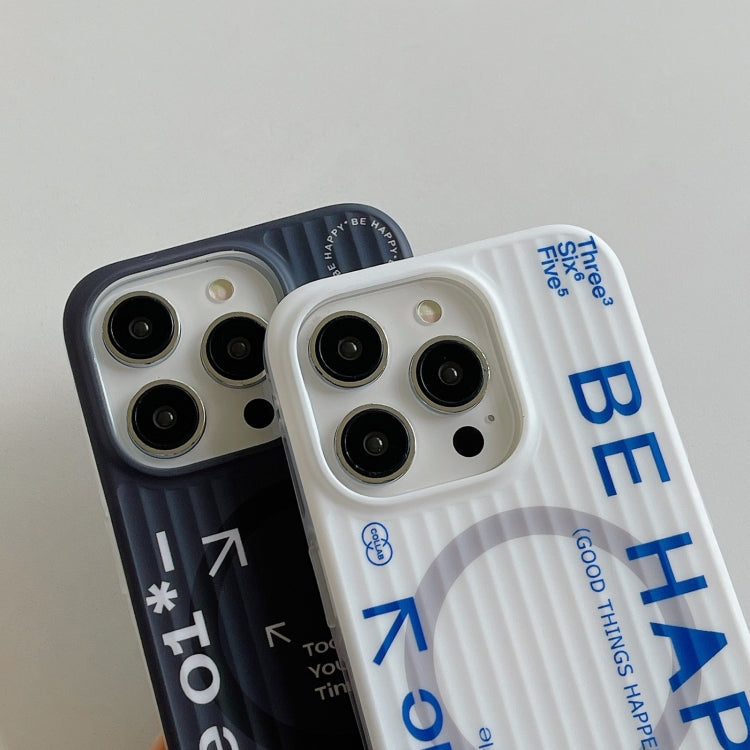 For iPhone 13 Pro Striped Skin Feel Magnetic Magsafe Phone Case(Black) by buy2fix