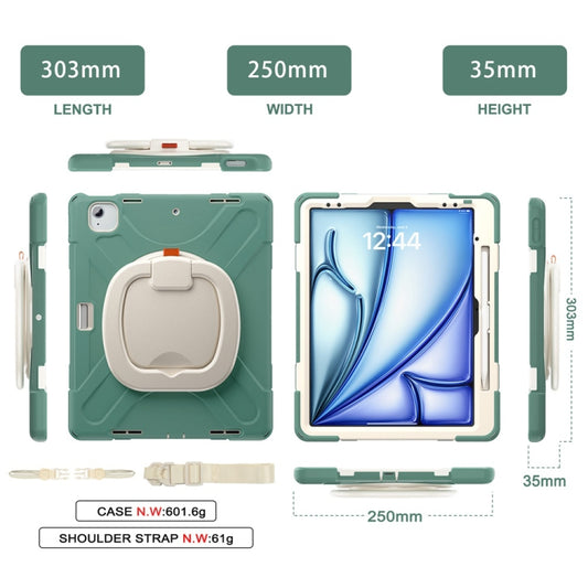 For iPad Air 13 2024 / Air 13 2025 Silicone Hybrid PC Tablet Case with Holder & Shoulder Strap(Emerald Green) - iPad Air 13 2025 / 2024 Cases by buy2fix | Online Shopping UK | buy2fix