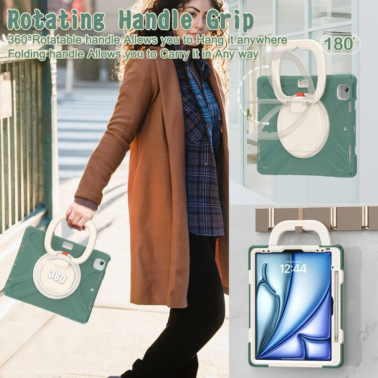 For iPad Air 13 2024 / Air 13 2025 Silicone Hybrid PC Tablet Case with Holder & Shoulder Strap(Emerald Green) - iPad Air 13 2025 / 2024 Cases by buy2fix | Online Shopping UK | buy2fix