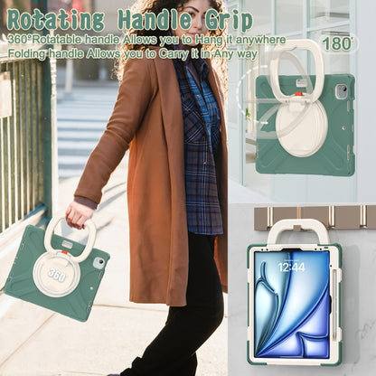 For iPad Air 13 2024 / Air 13 2025 Silicone Hybrid PC Tablet Case with Holder & Shoulder Strap(Emerald Green) - iPad Air 13 2025 / 2024 Cases by buy2fix | Online Shopping UK | buy2fix