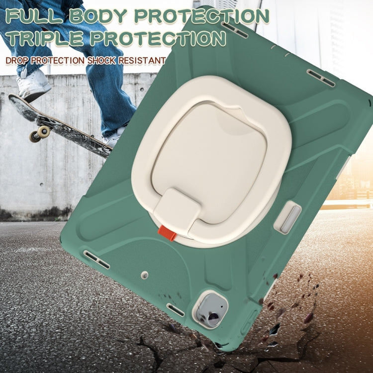 For iPad Air 13 2024 / Air 13 2025 Silicone Hybrid PC Tablet Case with Holder & Shoulder Strap(Emerald Green) - iPad Air 13 2025 / 2024 Cases by buy2fix | Online Shopping UK | buy2fix