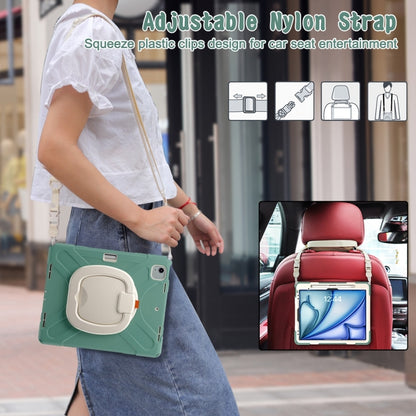 For iPad Air 13 2024 / Air 13 2025 Silicone Hybrid PC Tablet Case with Holder & Shoulder Strap(Emerald Green) - iPad Air 13 2025 / 2024 Cases by buy2fix | Online Shopping UK | buy2fix
