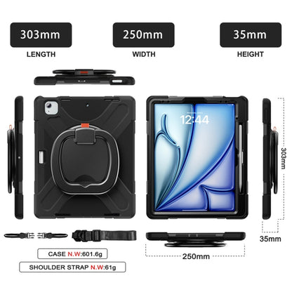 For iPad Air 13 2024 / Air 13 2025 Silicone Hybrid PC Tablet Case with Holder & Shoulder Strap(Black) - iPad Air 13 2025 / 2024 Cases by buy2fix | Online Shopping UK | buy2fix