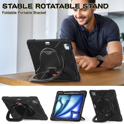 For iPad Air 13 2024 / Air 13 2025 Silicone Hybrid PC Tablet Case with Holder & Shoulder Strap(Black) - iPad Air 13 2025 / 2024 Cases by buy2fix | Online Shopping UK | buy2fix